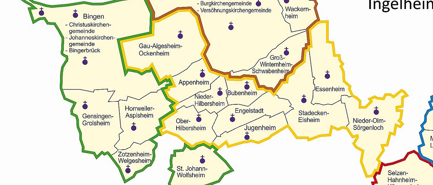 Dekanatskarte Nachbarschaftsräume Ingelheim-Oppenheim 2026