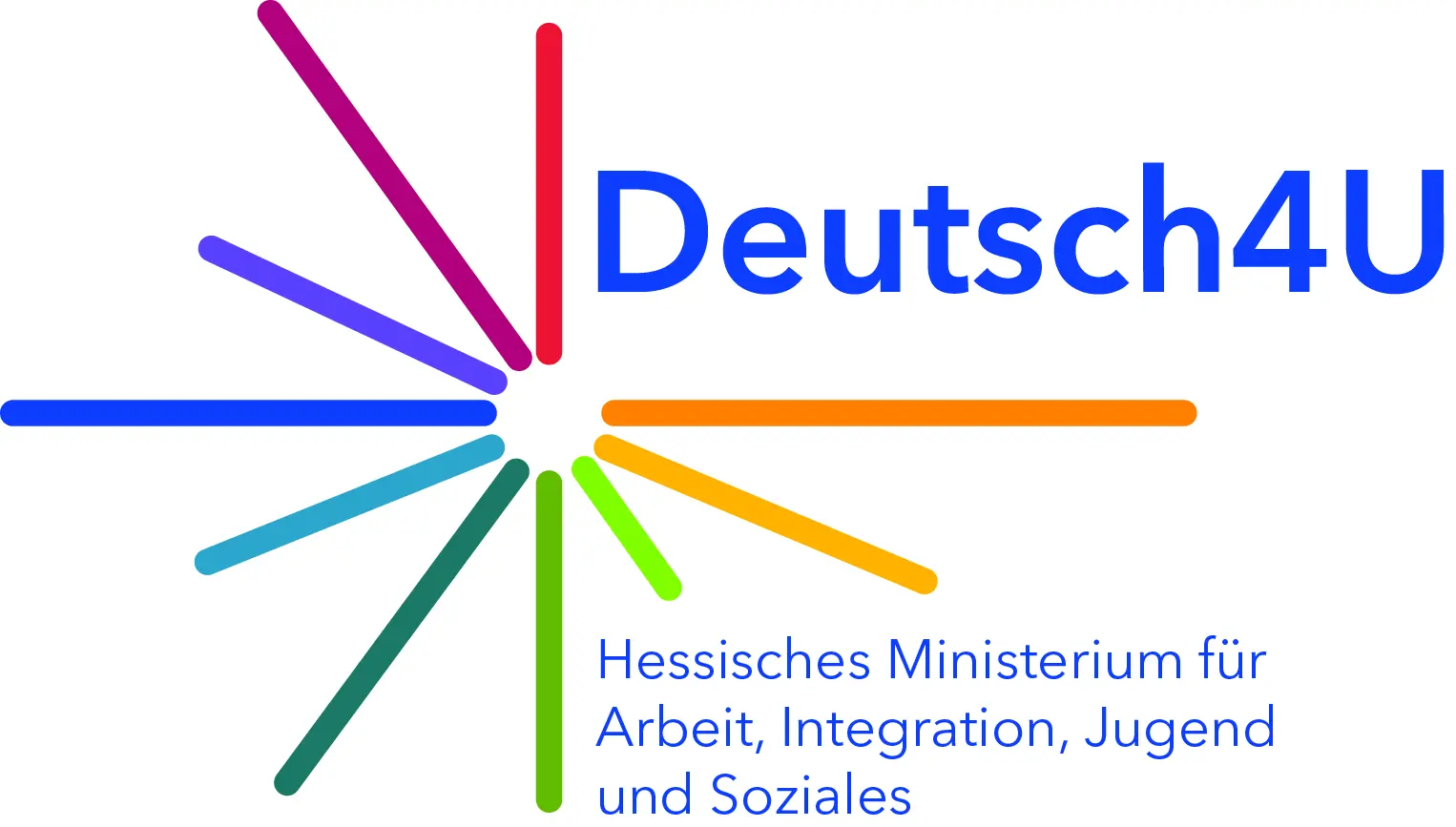 Sternenstrahlen in Regenbogenfarben mit "Deutsch 4 U"