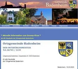 Die offizielle Website der Gemeinde Badenheim mit weiteren Infos zu Politik, Sport, Vereinen, Gewerbe...