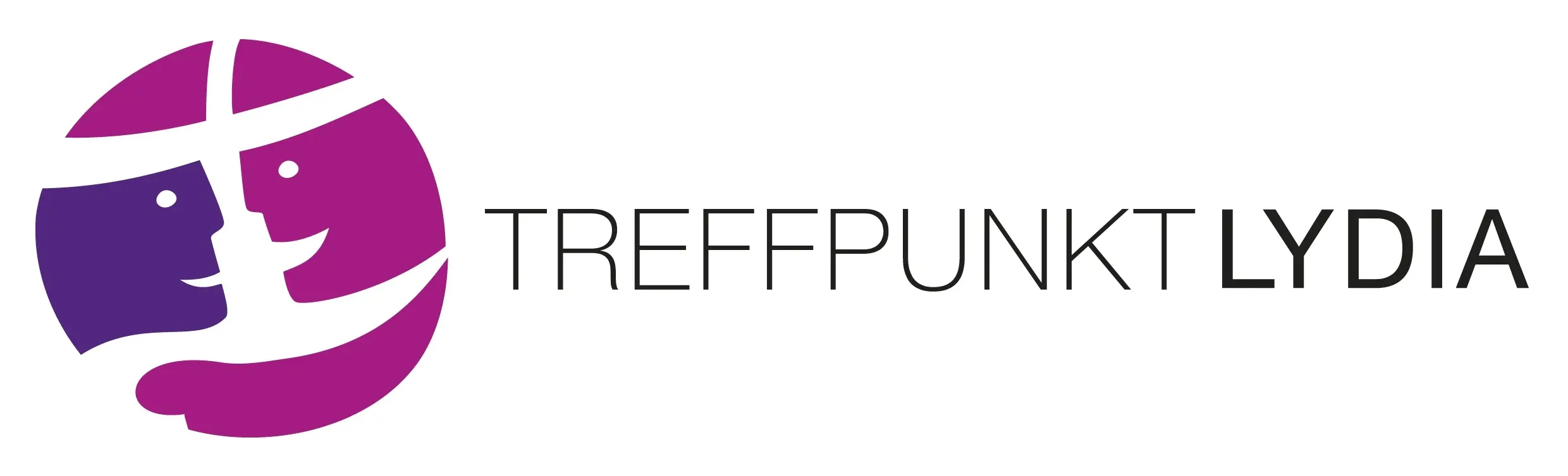 Logo für den Treffpunkt LYDIA - zwei Menschen, die sich gegenseitig stützen