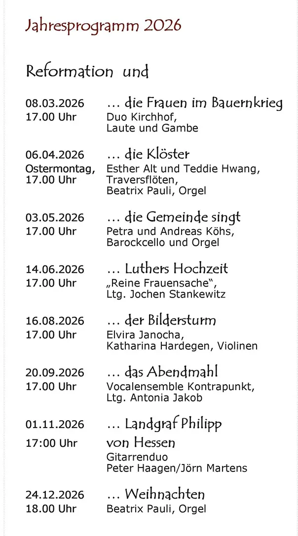 Programm der Arnsburger Vespern 2026