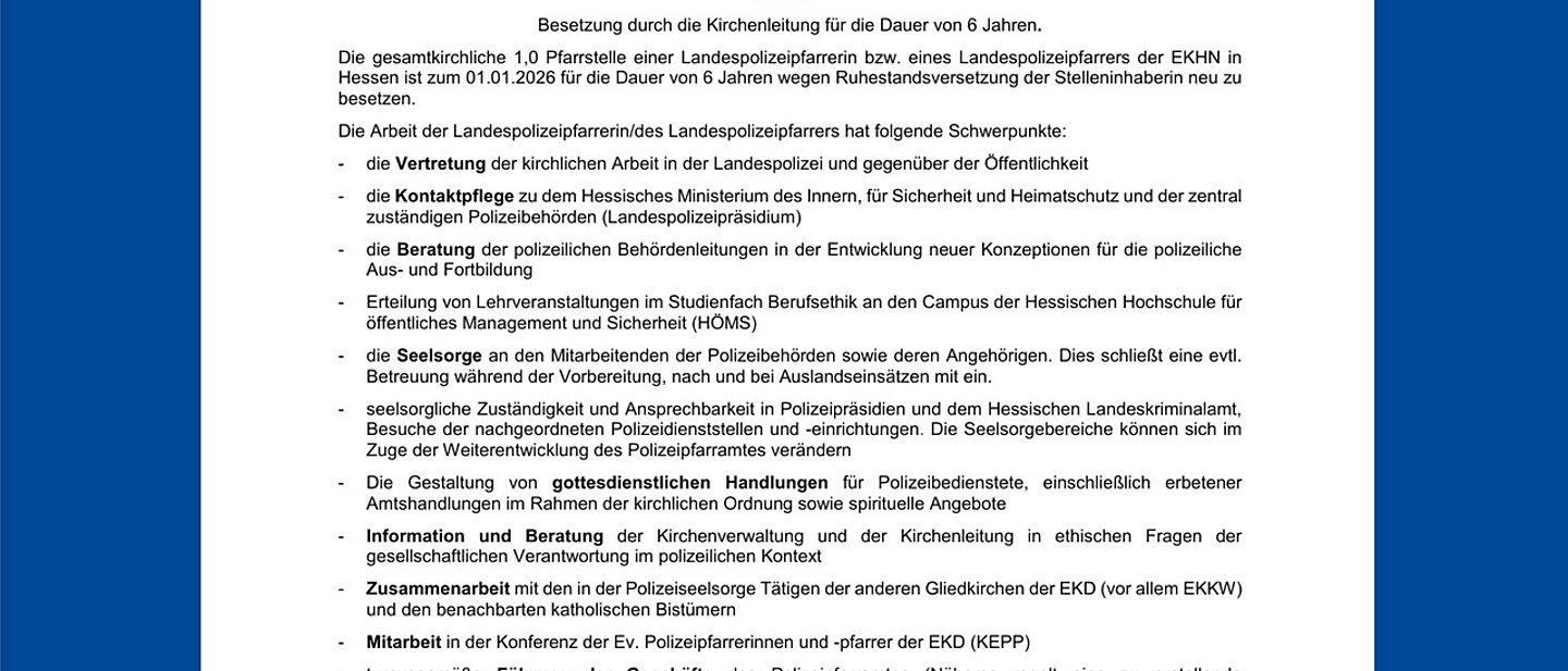 Abbildung des Textes der Ausschreibung