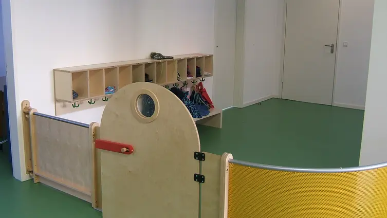 Der abgetrennte Eingangsbereich der Krippe.