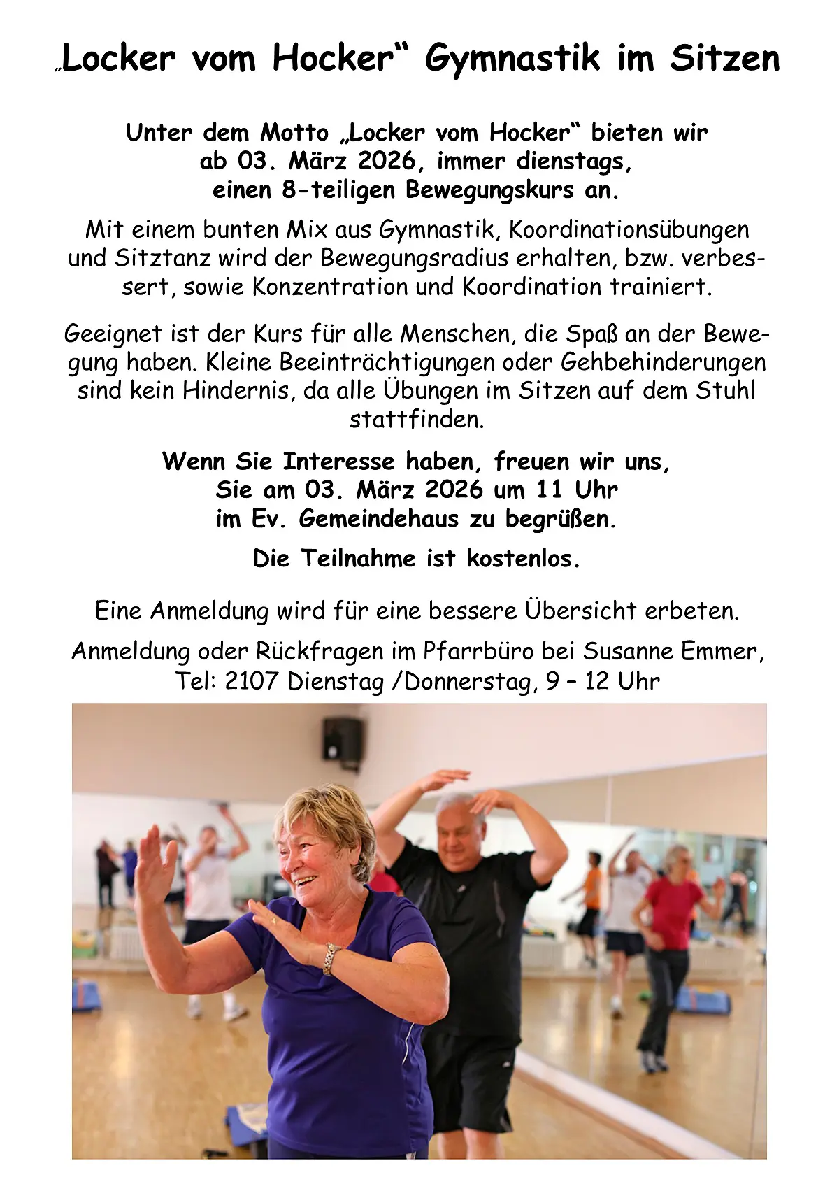Hockergymnastik Gemeindehaus Worfelden 2026