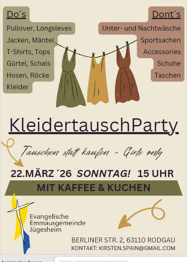 Kleidertauschparty am 22.3.2026