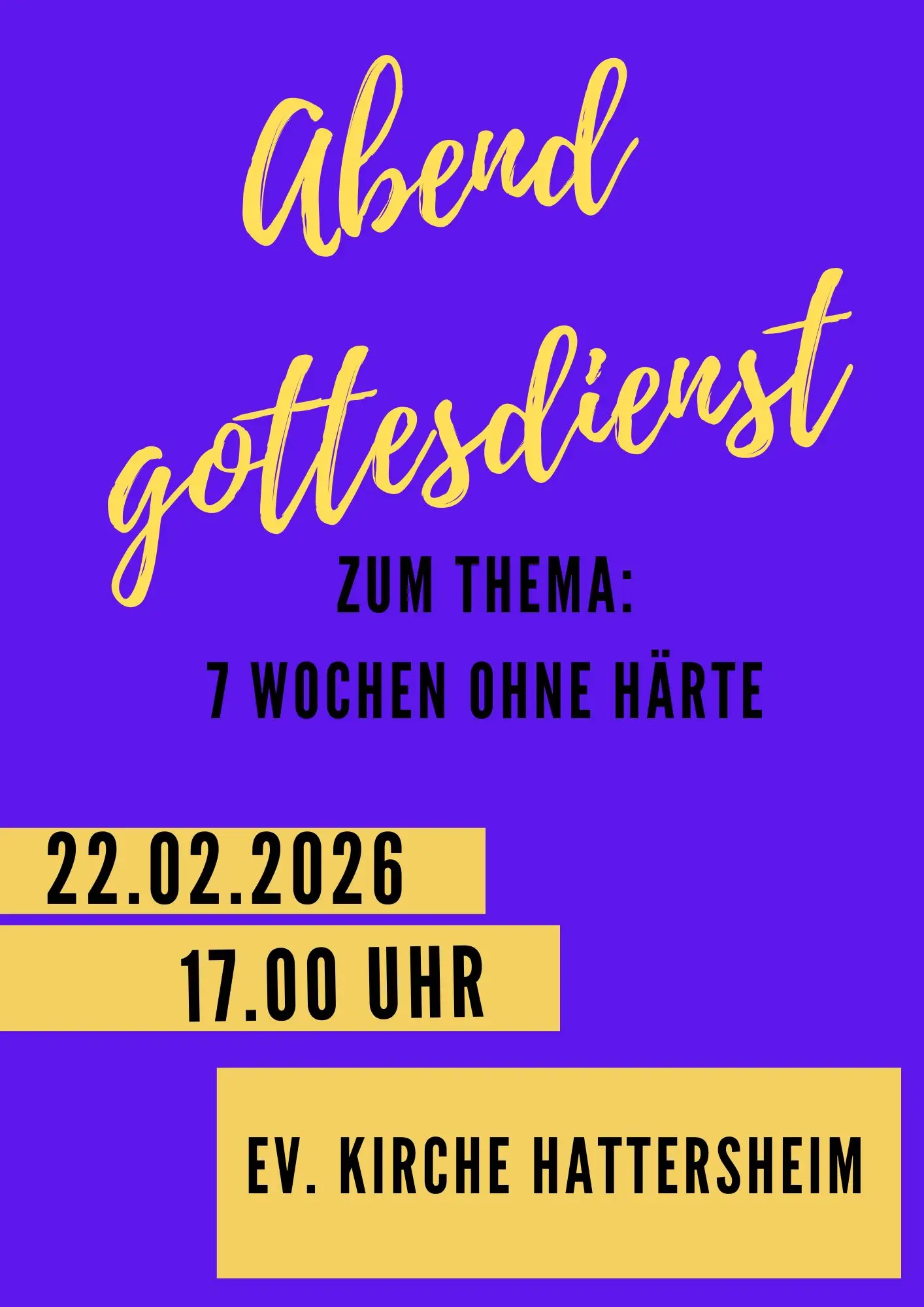 Abendgottesdienst am 22.2.26 um 17 Uhr