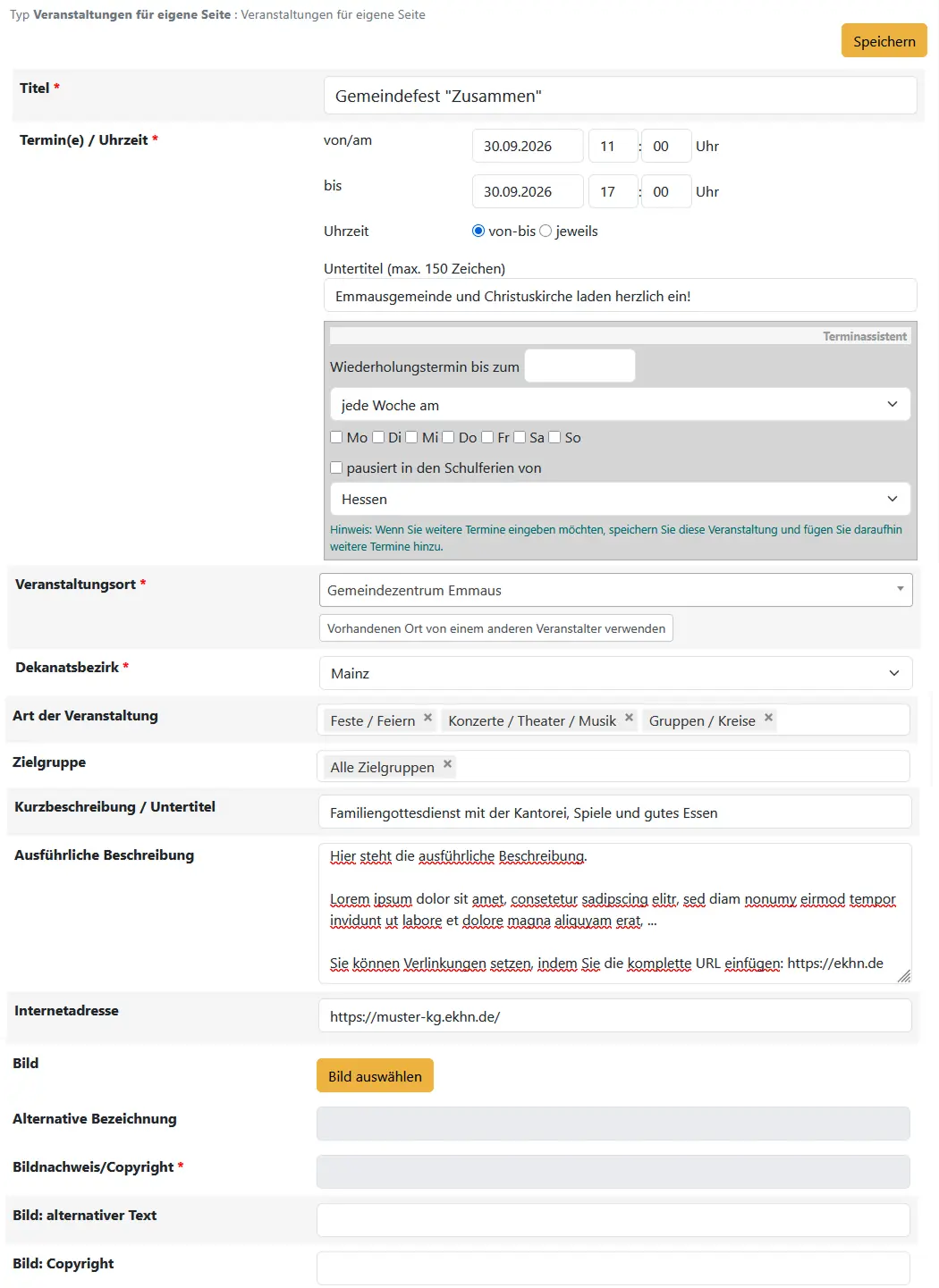 Veranstaltungsformular