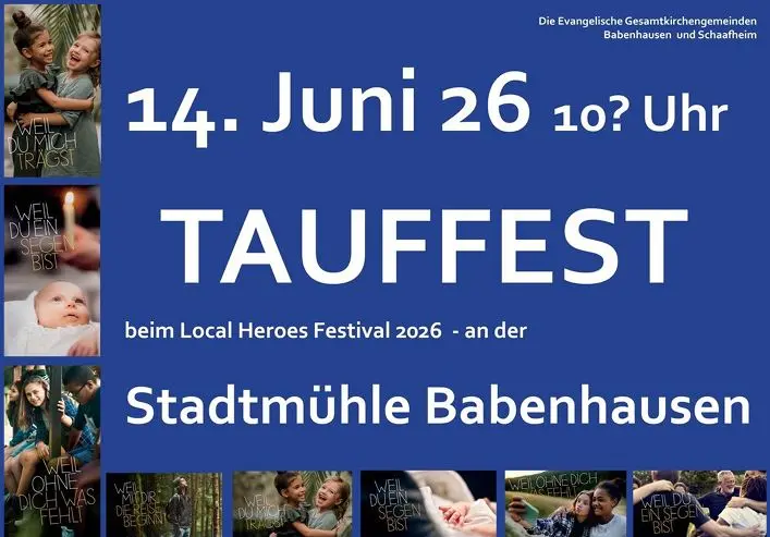 Bild mit den Infos zum Tauffest am 14. Juni 2026