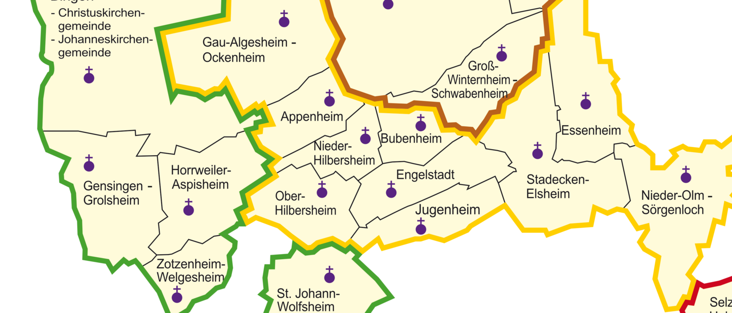 Dekanatskarte Nachbarschaftsräume Ingelheim-Oppenheim