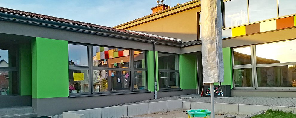Außenansicht des evangelischen Kindergartens Friedrichsdorf.