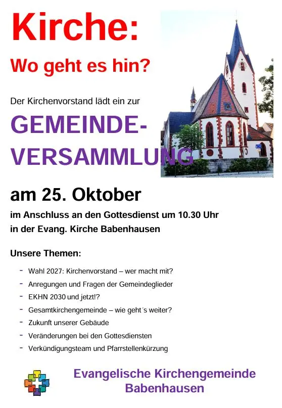Das Bild zeigt die Einladung zur Gemeindeversammlung am 25.10.2026.