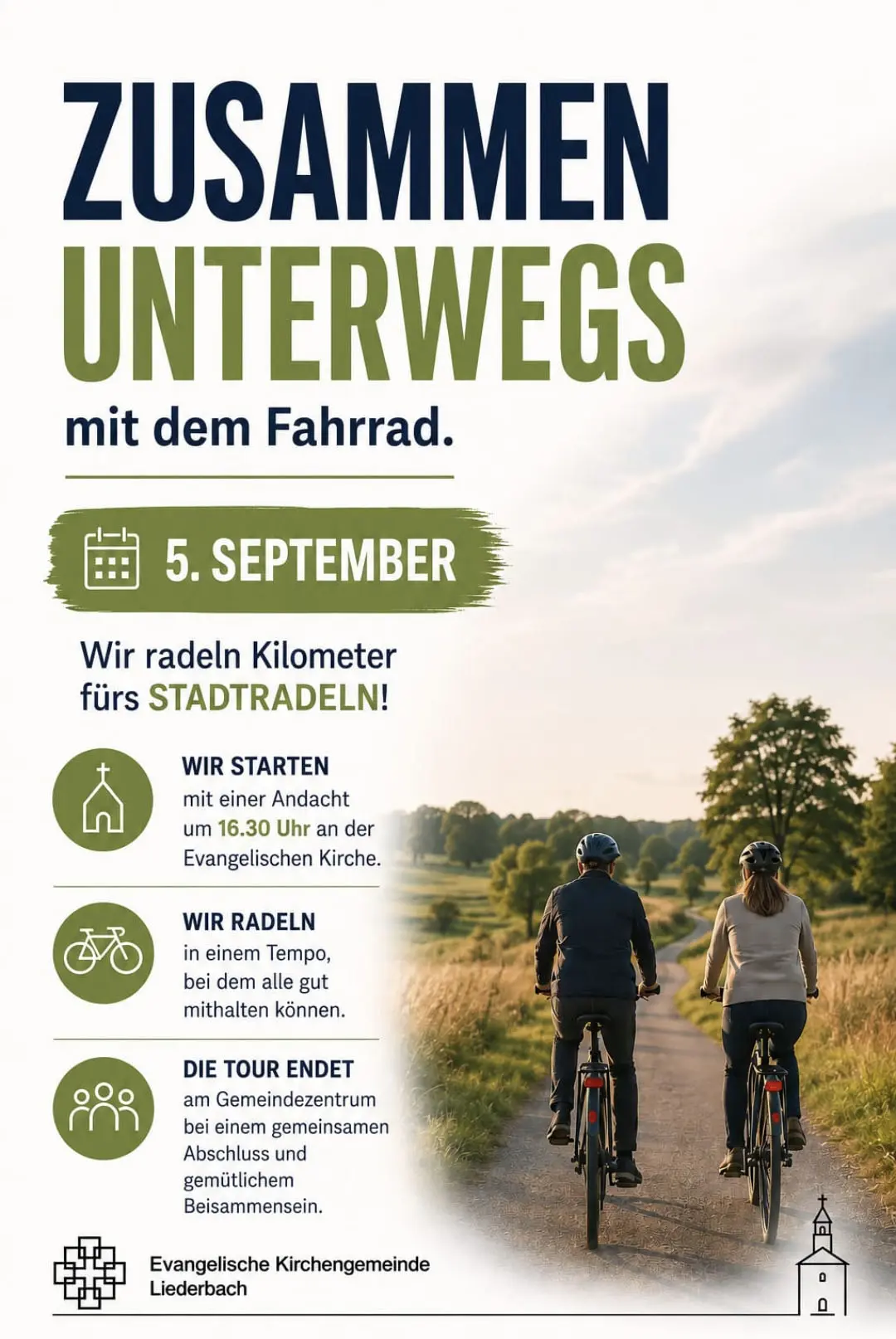 Plakat mit Einladung zur Radtour mit Andacht am 5.9.26