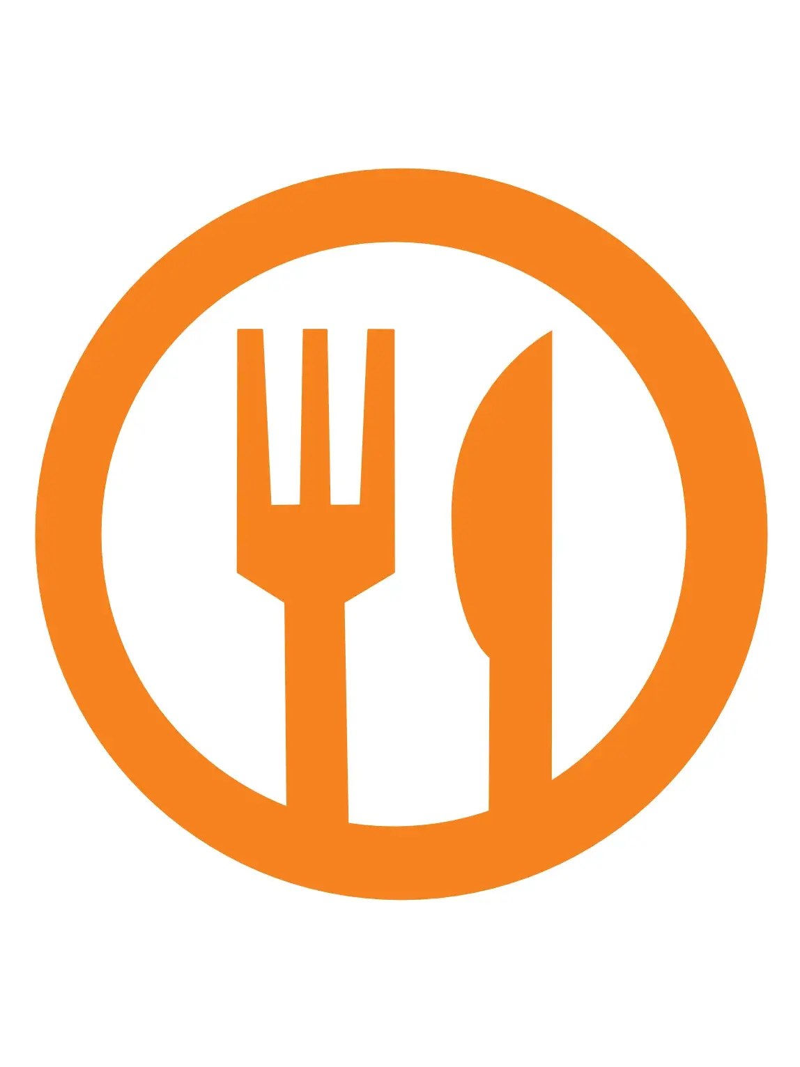 Oranges Logo der Tafeln mit einem grafischen Messer und Gabel in einem Ring