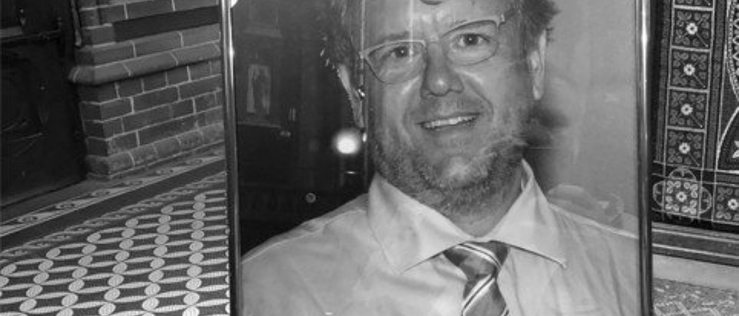 Bild des verstorbenen Christoph Müller bei der Trauerfeier in der Bergkirche Wiesbaden