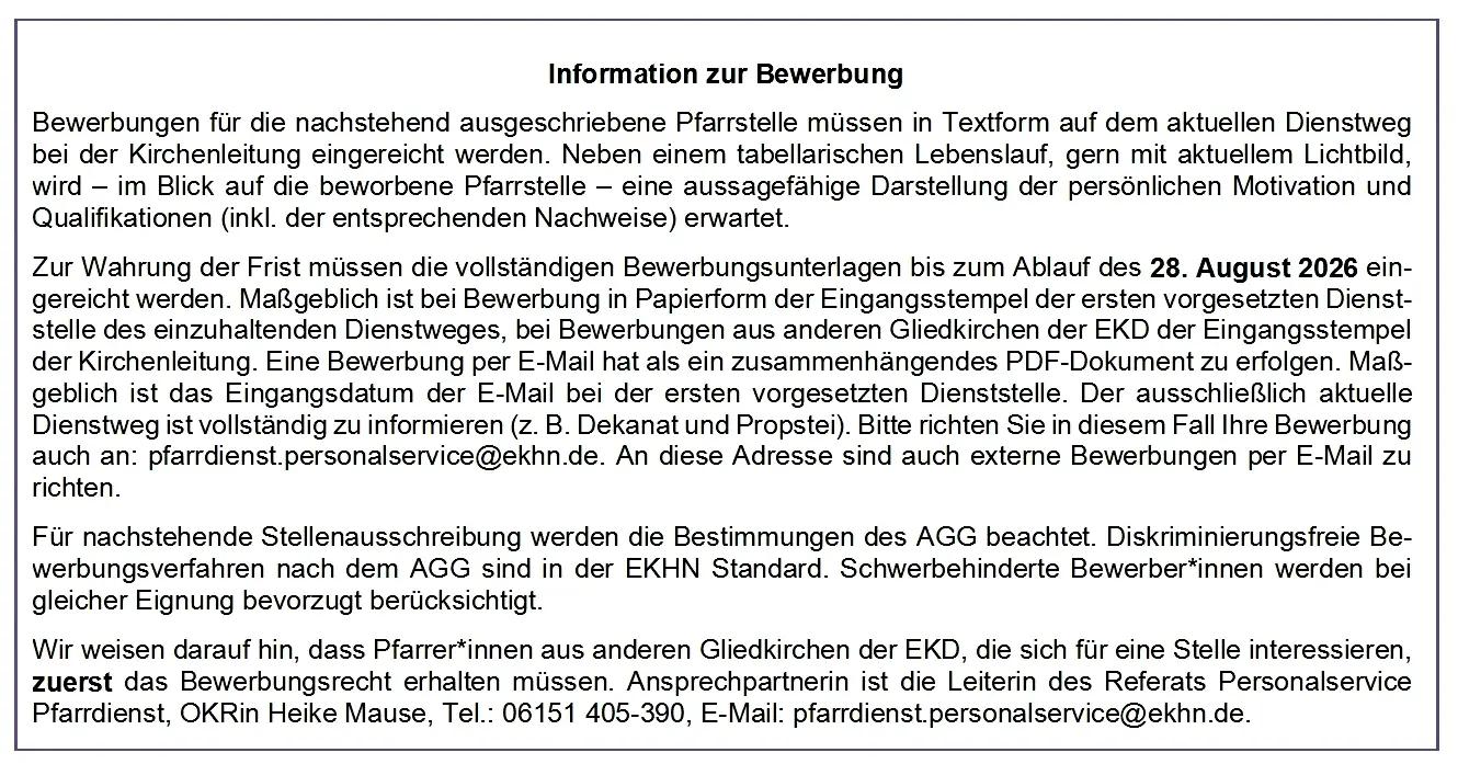 Allgemeine Infos zur Bewerbung