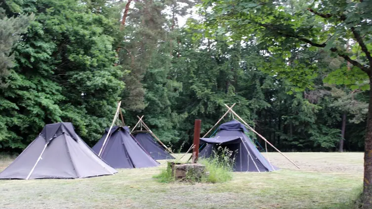 Zeltlager auf einer Wiese