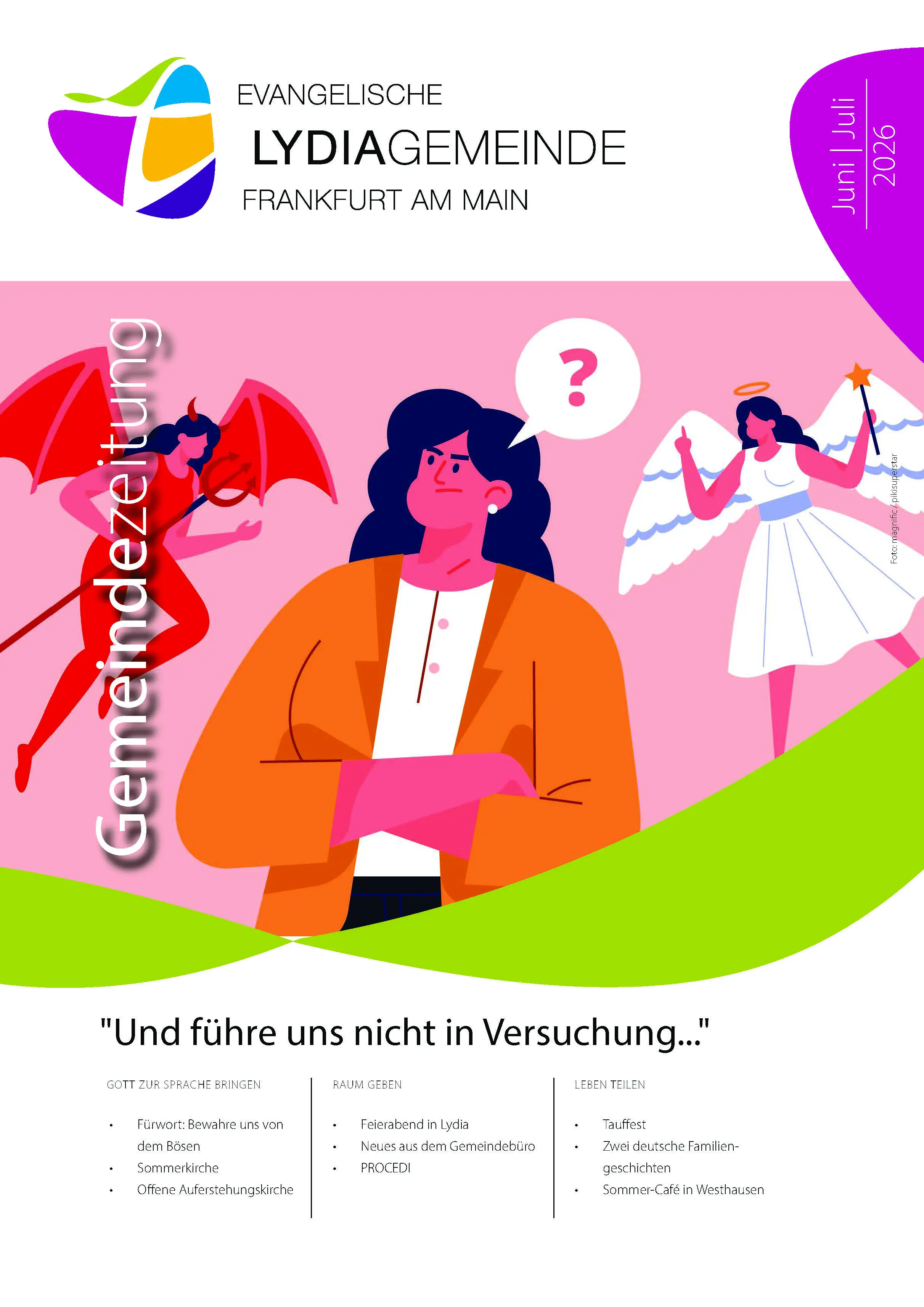 Gemeindezeitung Juni/Juli 2026 mit dem Titel: Und führe uns nicht in Versuchung