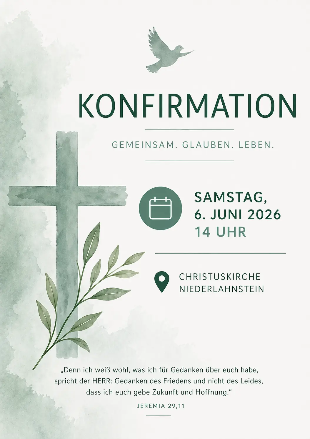 Plakat Konfirmation am 6.6.2026 um 14:00 Uhr in der Christuskirche