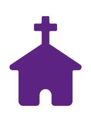 Violettes Icon eines Kirchengebäudes