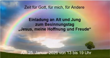 Ein Himmel mit Regenbogen und kurzem Text 